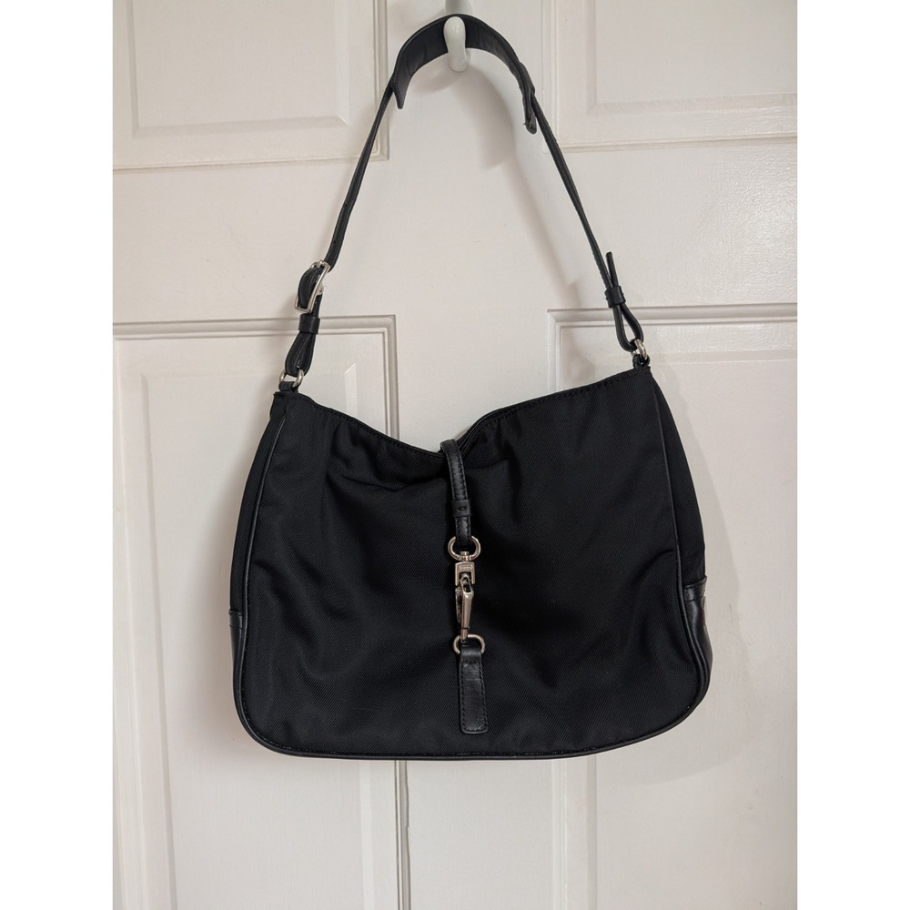 Coach Black Leather And Fabric Hobo Bag- Classic
